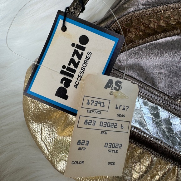 🛑 SOLD!!! 🛑 Palizzio Vintage Metallic Faux Reptile Leather Crossbody Bag - Picture 9 of 11